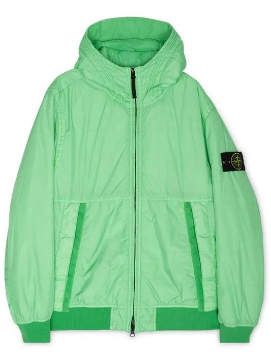 Men's Garment Dyed Crinkle Reps Recycled Nylon Primaloft TC Hooded Jacket Light Green - STONE ISLAND - BALAAN 2