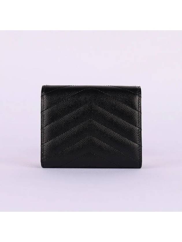 Monogram Cassandra Matelasse Half Wallet Black - SAINT LAURENT - BALAAN 3