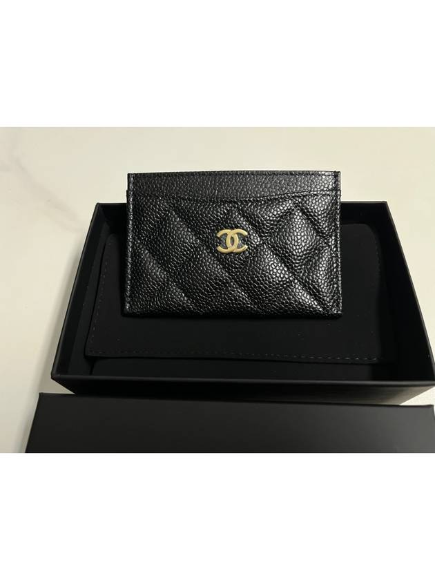 Gold CC Logo Caviar Card Wallet Black - CHANEL - BALAAN 3