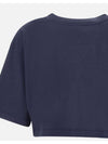 Logo Cotton Crop Short Sleeve T-Shirt Navy - MARNI - BALAAN 6