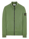 Garment Dyed Cotton Fleece Zip Up Jacket Olive - STONE ISLAND - BALAAN 2