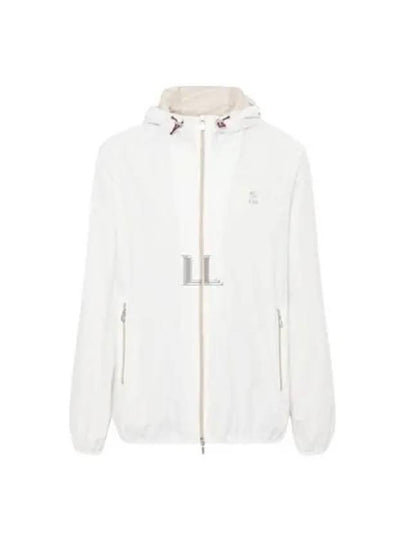 Embroidered Logo Zip-up Hoodie White - BRUNELLO CUCINELLI - BALAAN 2