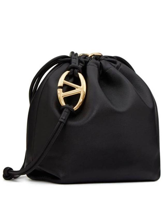 V Logo Signature Drawstring Pouf Shoulder Bag Black - VALENTINO - BALAAN 2