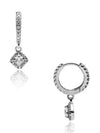 Square Sparkle Hoop Earrings Silver - PANDORA - BALAAN 3