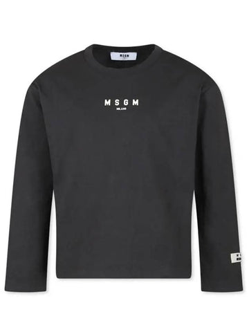 Kids Logo Patch Long Sleeve T shirt Dark Gray - MSGM - BALAAN 1