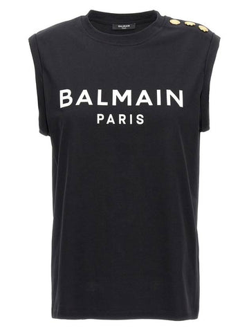 logo print sleeveless black - BALMAIN - BALAAN 1