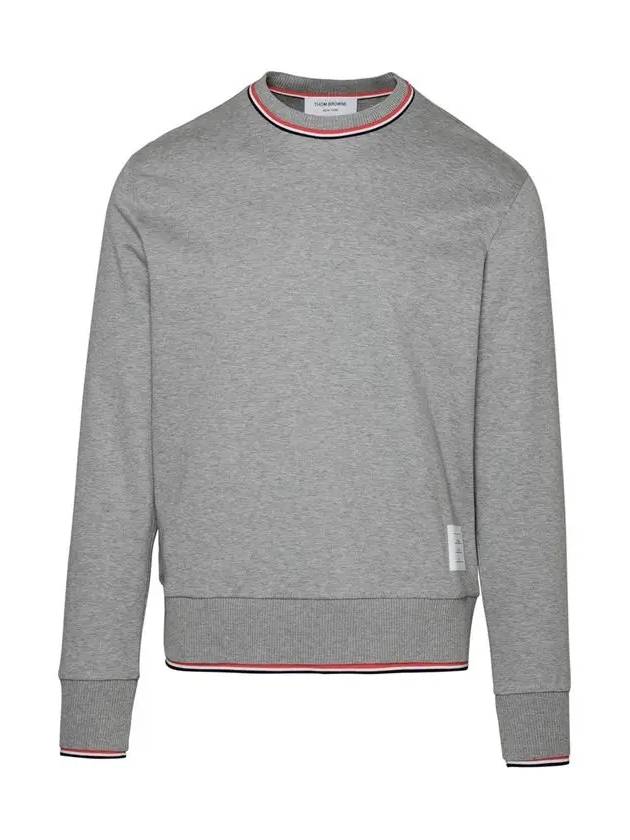 Logo Tab RWB Stripe Trimming Knit Top Grey - THOM BROWNE - BALAAN 3