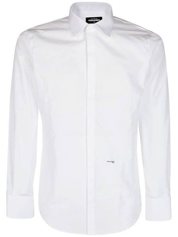 logo long sleeve shirt white - DSQUARED2 - BALAAN.
