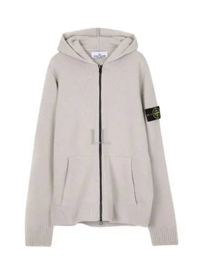 Geelong Wool Hooded Knit Cardigan Beige - STONE ISLAND - BALAAN 2