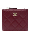 Gold Logo Classic Zipper Coin Wallet Burgundy - CHANEL - BALAAN 1