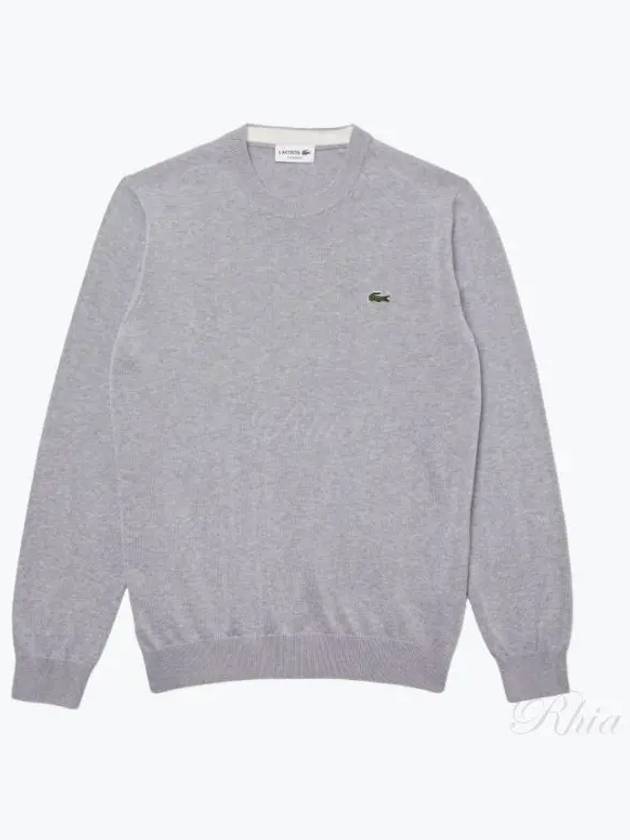 Embroidery Logo Crewneck Cotton Sweatshirt Grey - LACOSTE - BALAAN 2