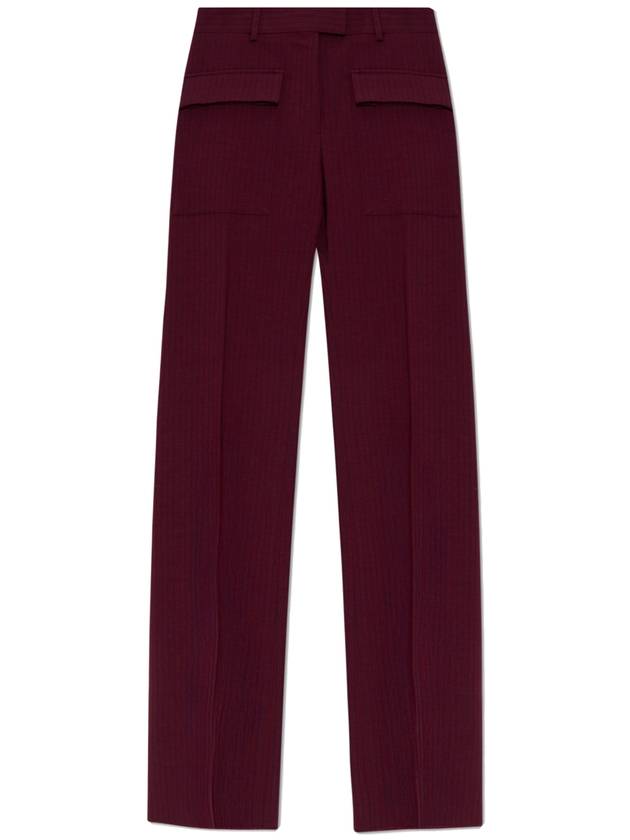 FERRAGAMO Wool Trousers With Striped Pattern, Women's, Burgundy - SALVATORE FERRAGAMO - BALAAN 1