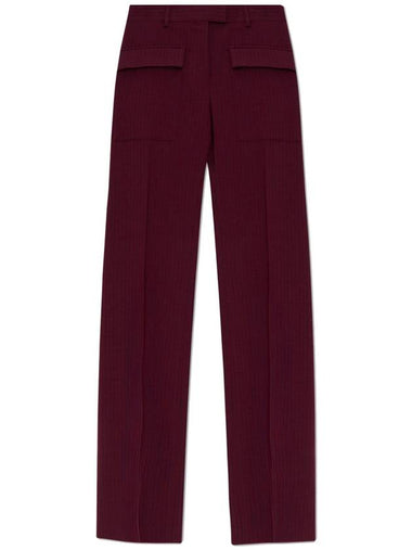 FERRAGAMO Wool Trousers With Striped Pattern, Women's, Burgundy - SALVATORE FERRAGAMO - BALAAN 1