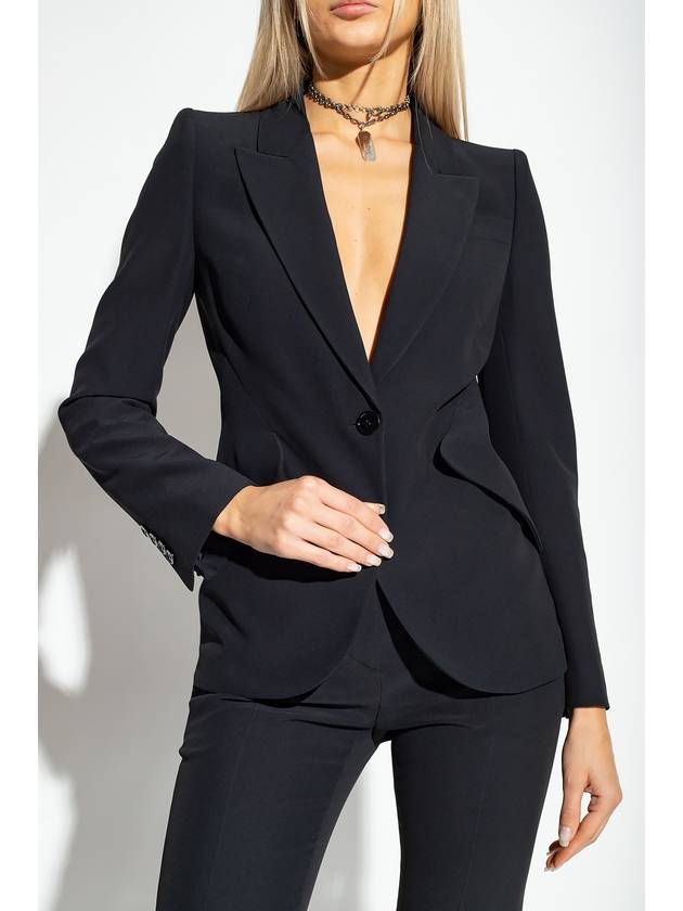 Peak Shoulder Leaf Crepe Jacket Black - ALEXANDER MCQUEEN - BALAAN 4