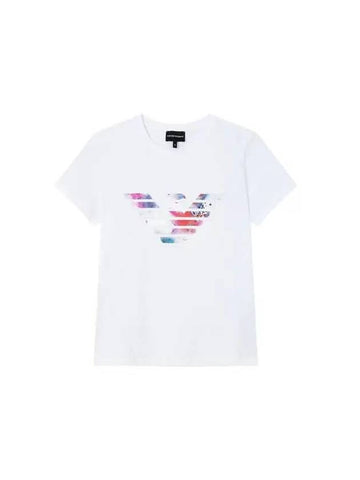 Women s Patterned Eagle Logo T Shirt White - EMPORIO ARMANI - BALAAN 1