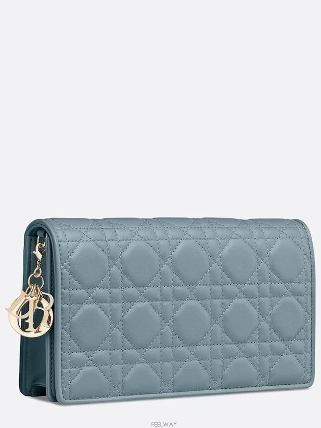 Lady Cannage Lambskin Chain Pouch Bag Cloud Blue - DIOR - BALAAN 3