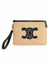 Triomphe raffia small clutch bag beige - CELINE - BALAAN 2