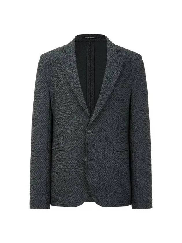 Men s embossed zigzag pattern single jacket charcoal gray 270933 - EMPORIO ARMANI - BALAAN 1