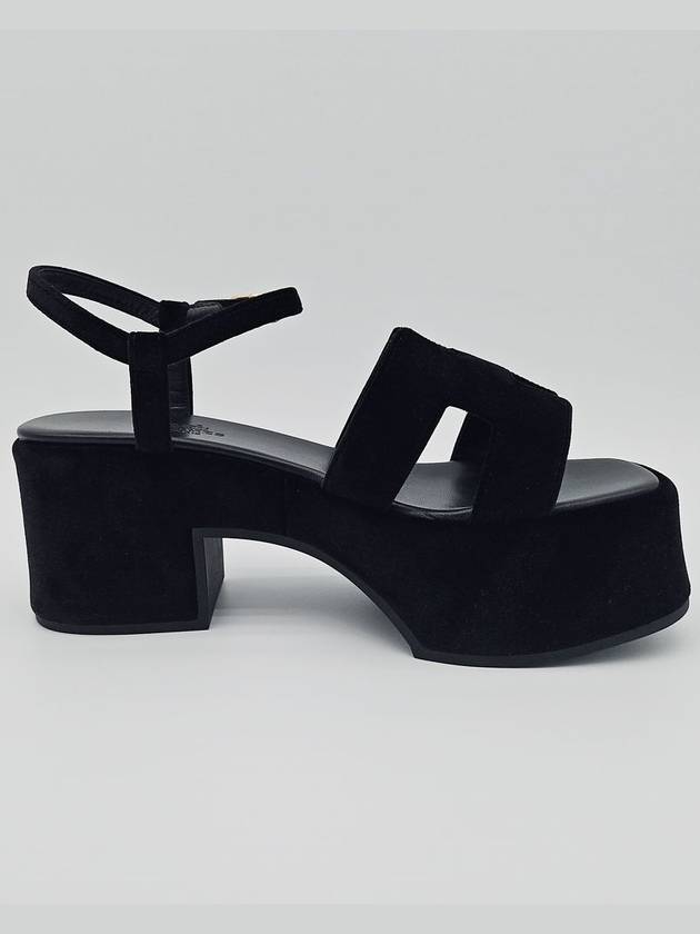 Jam 30 Platform Velvet Sandal Heels Black - HERMES - BALAAN 8