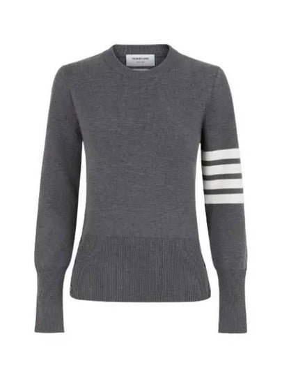 Milano Stitch Crewneck 4-Bar Cotton Crepe Knit Top Grey - THOM BROWNE - BALAAN 2