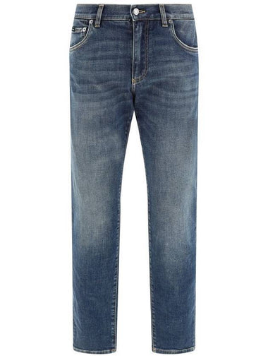 Blue Distressed Slim-Fit Jeans in Cotton Denim Man - DOLCE&GABBANA - BALAAN 1