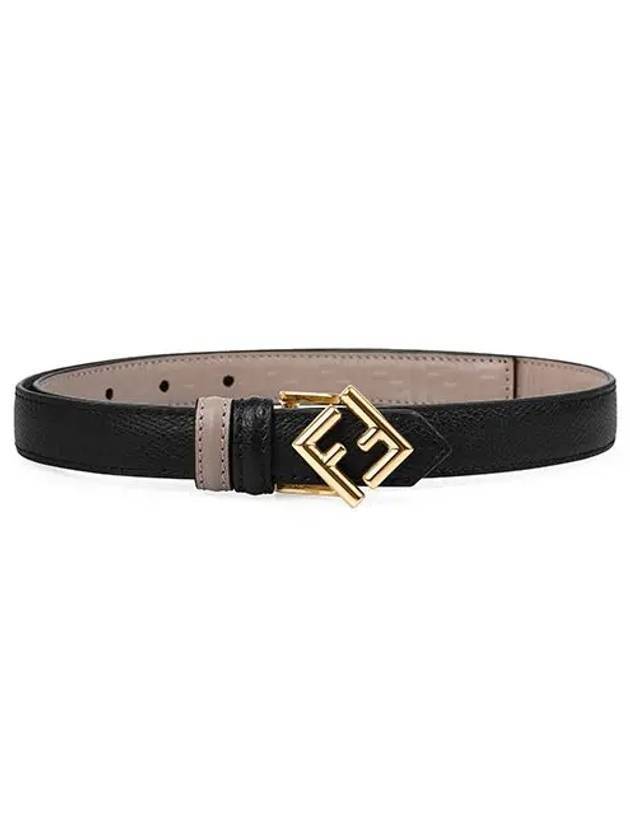 Diamond Reversible Leather Belt Black Beige - FENDI - BALAAN 1