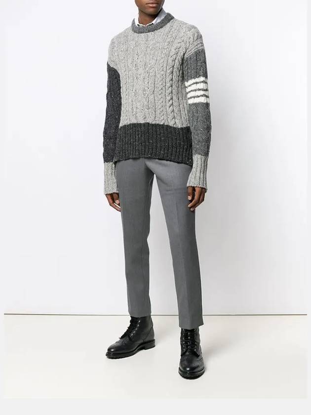 diagonal Aran cable pullover knit top gray - THOM BROWNE - BALAAN.