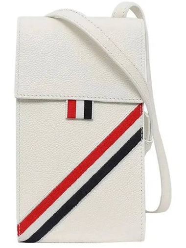 3-Line Strap Phone Cross Bag White - THOM BROWNE - BALAAN 1