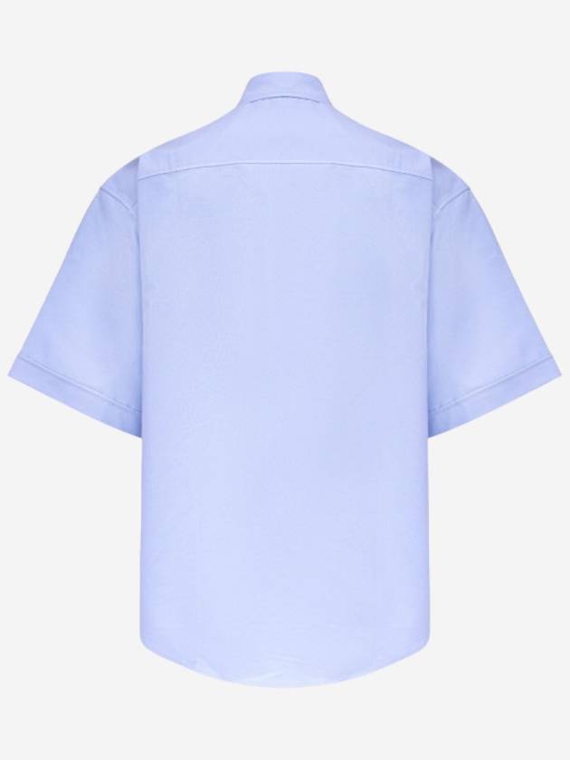 Men's Boxy Fit Embroidered Logo Short Sleeve Shirt Light Blue - AMI - BALAAN 3