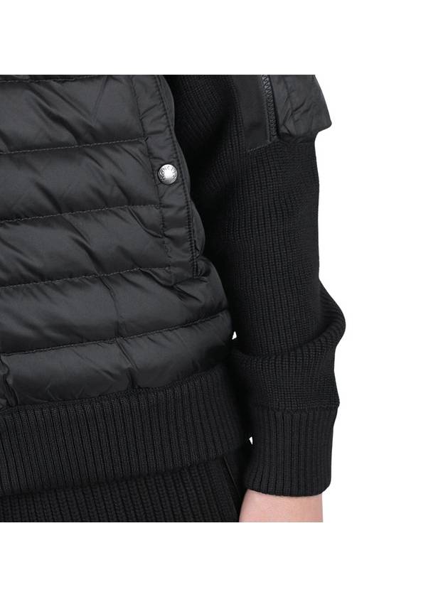 Logo Patch Padded Wool Cardigan Black - MONCLER - BALAAN 8