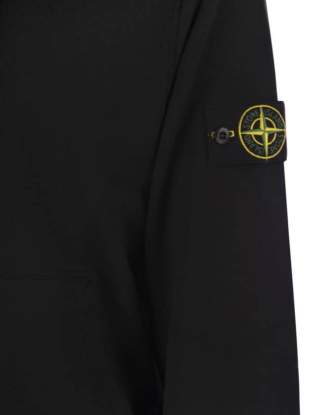 Organic Cotton Fleece Zip-Up Hoodie Black - STONE ISLAND - BALAAN 5