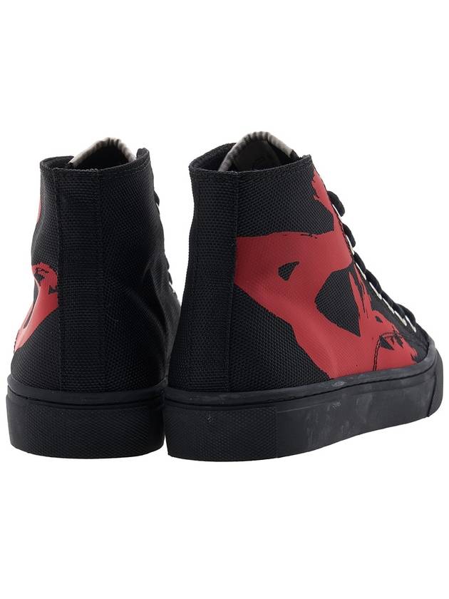 Plimsoll Vegan Leather High Top Sneakers Black Red - VIVIENNE WESTWOOD - BALAAN 5