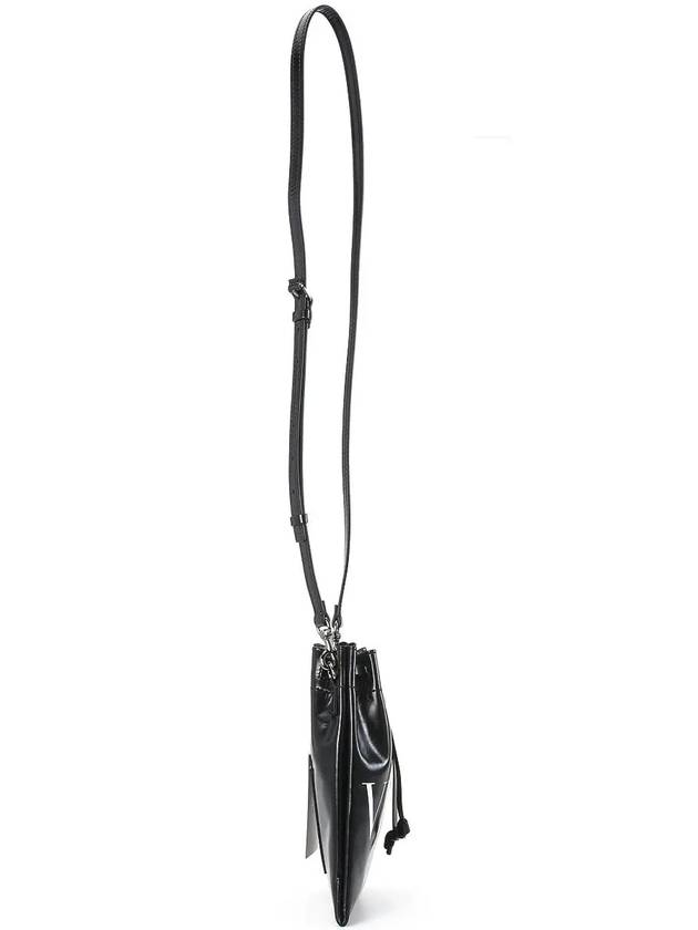 VLTN Logo Shiny Leather Crossbody Bag Black - VALENTINO - BALAAN 3