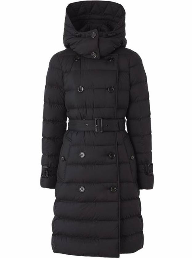 Women's Double Breasted Hooded Padded Black - BURBERRY - BALAAN 2