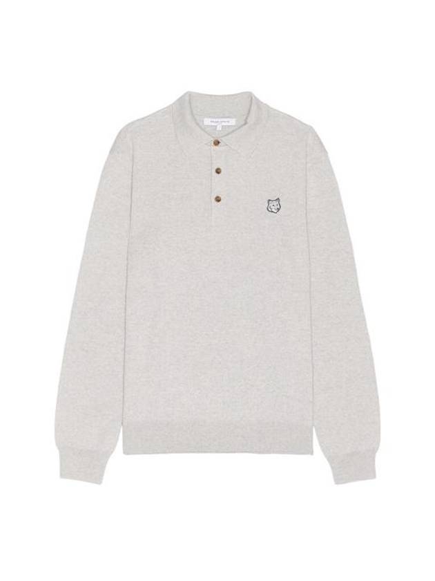 Fox Motif Knitted Polo Shirt Light Grey - MAISON KITSUNE - BALAAN 2