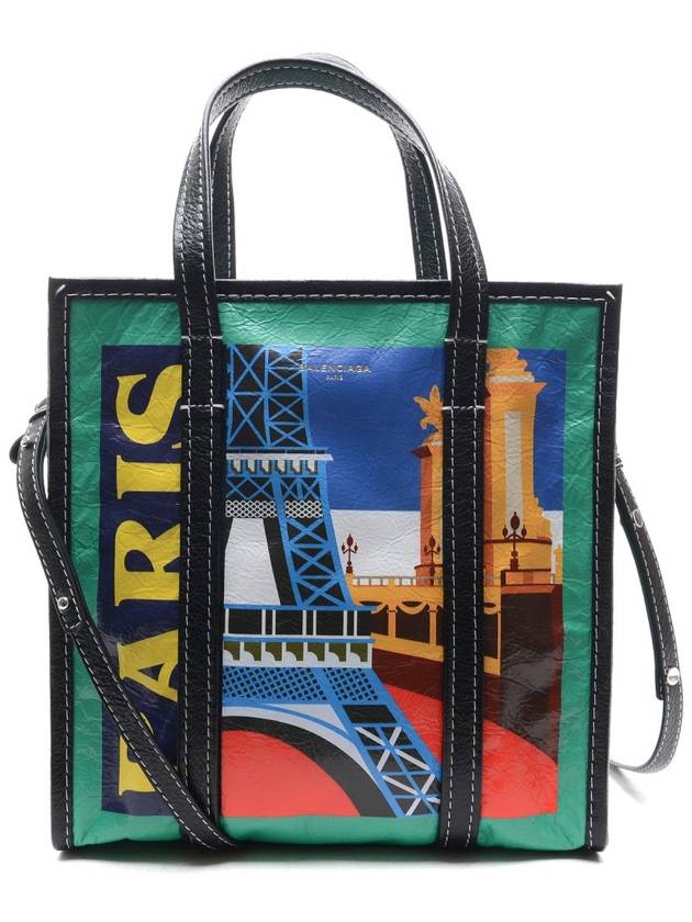 Bazar Paris Graphic Tote Bag Green - BALENCIAGA - BALAAN 2