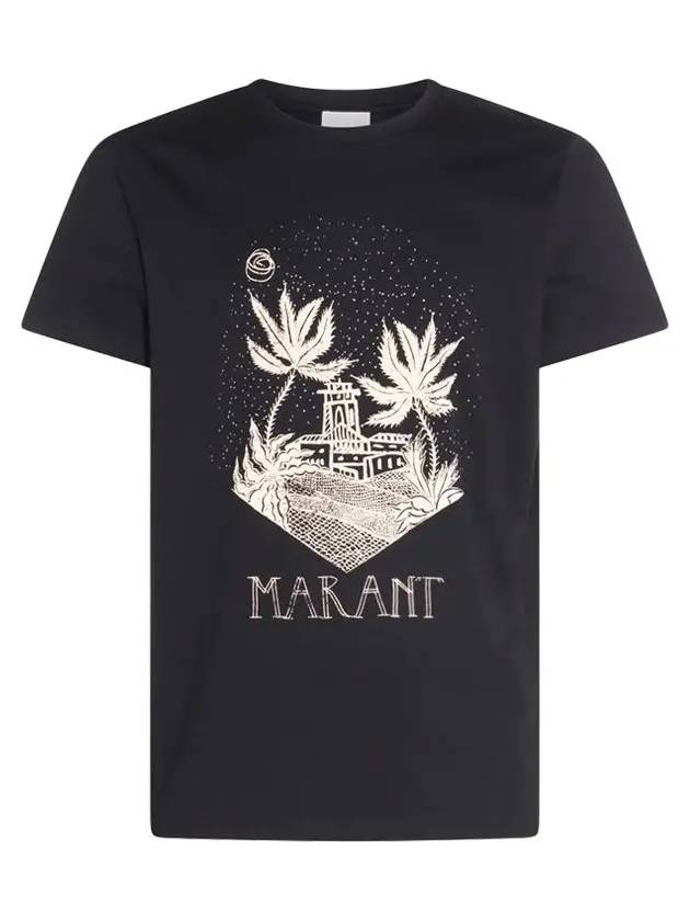 Zafferh Graphic Print Cotton Short Sleeve T-Shirt Black - ISABEL MARANT - BALAAN 3