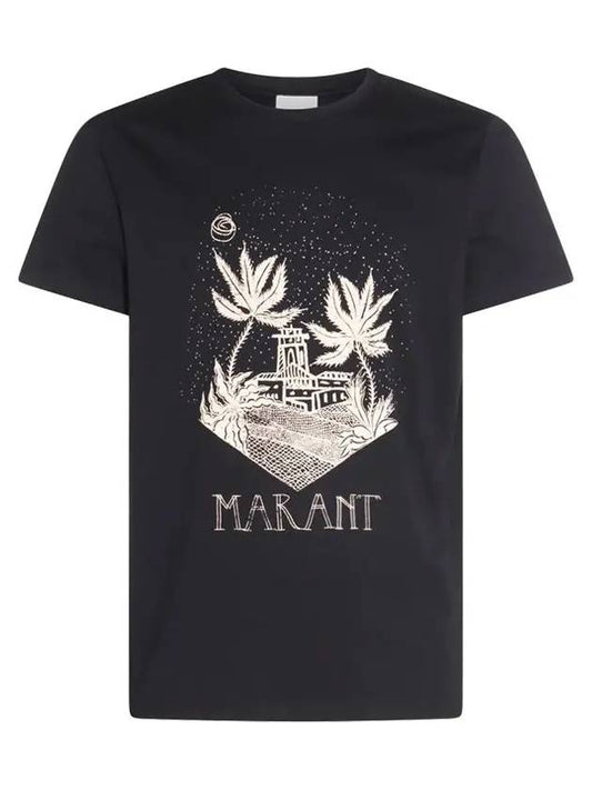 Zafferh Graphic Print Cotton Short Sleeve T-Shirt Black - ISABEL MARANT - BALAAN 2