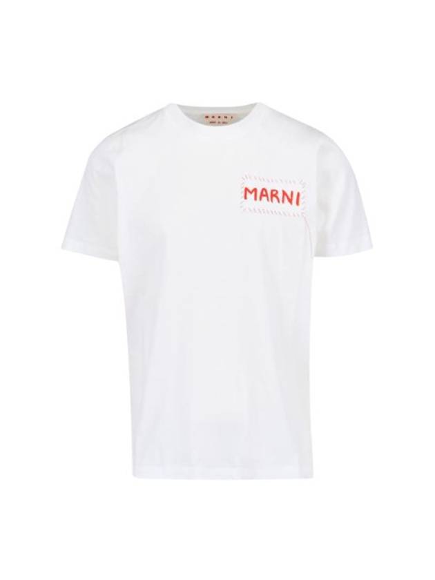 Stitch Logo Short Sleeve T-Shirt White - MARNI - BALAAN 1