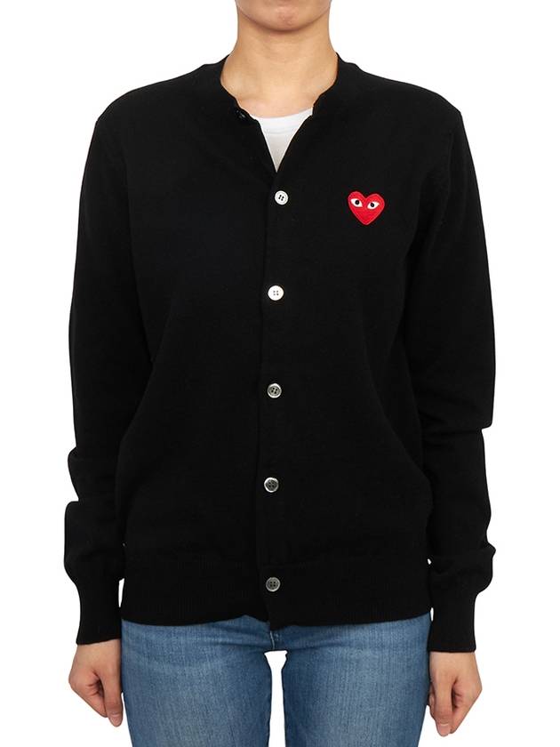 Red Heart Wappen Knit Cardigan Black - COMME DES GARCONS PLAY - BALAAN 3