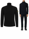 Men's Logo Patch Turtleneck Black - STONE ISLAND - BALAAN 2