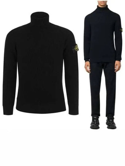 Men's Logo Patch Turtleneck Black - STONE ISLAND - BALAAN 2