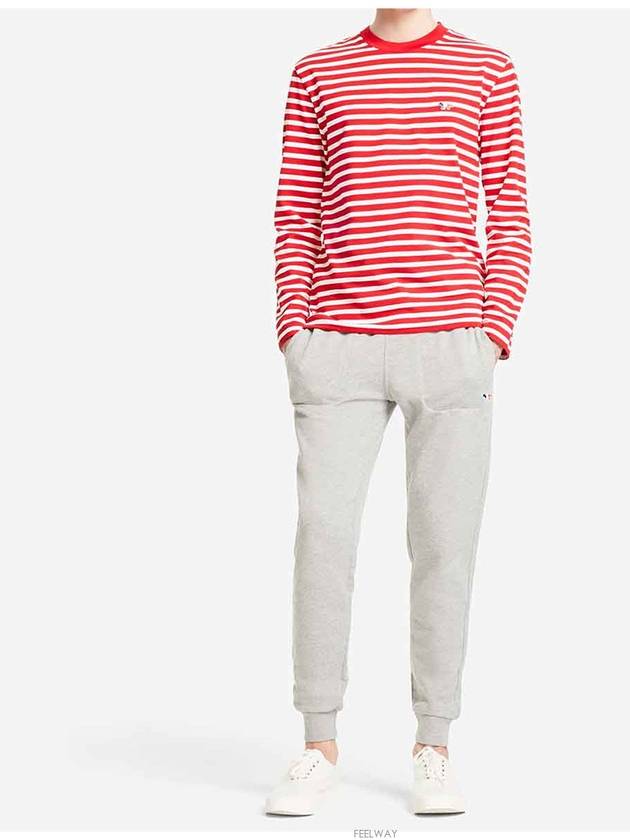 Fox Logo Stripe Long Sleeve T-Shirt Red - MAISON KITSUNE - BALAAN 5