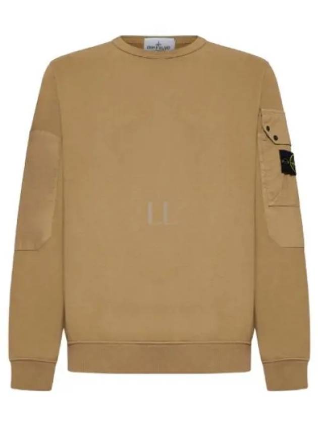 Brushed Organic Cotton Fleece Sweatshirt Beige - STONE ISLAND - BALAAN 2