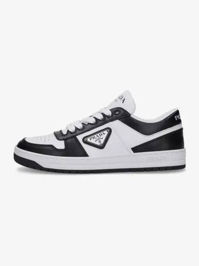 Downtown Perforated Leather Low Top Sneakers White Black - PRADA - BALAAN 2