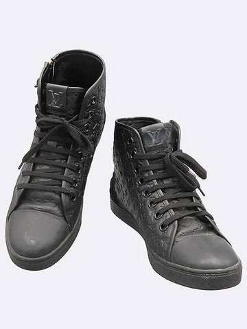 Black monogram pattern women s high top sneakers - LOUIS VUITTON - BALAAN 1