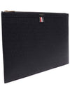 Pebble Grain Leather Large Zipper Laptop Holder Black - THOM BROWNE - BALAAN 4