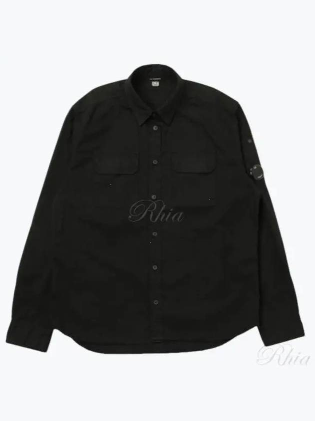 Men's Lens Wappen Long Sleeve Shirt Black - CP COMPANY - BALAAN 2