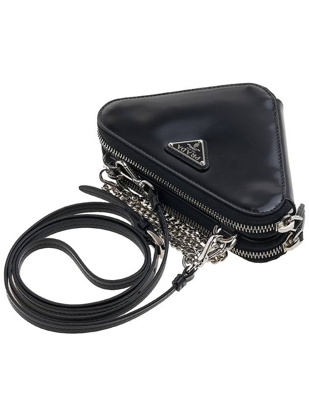 Brushed Leather Chain Mini  Shoulder Bag Black - PRADA - BALAAN 6