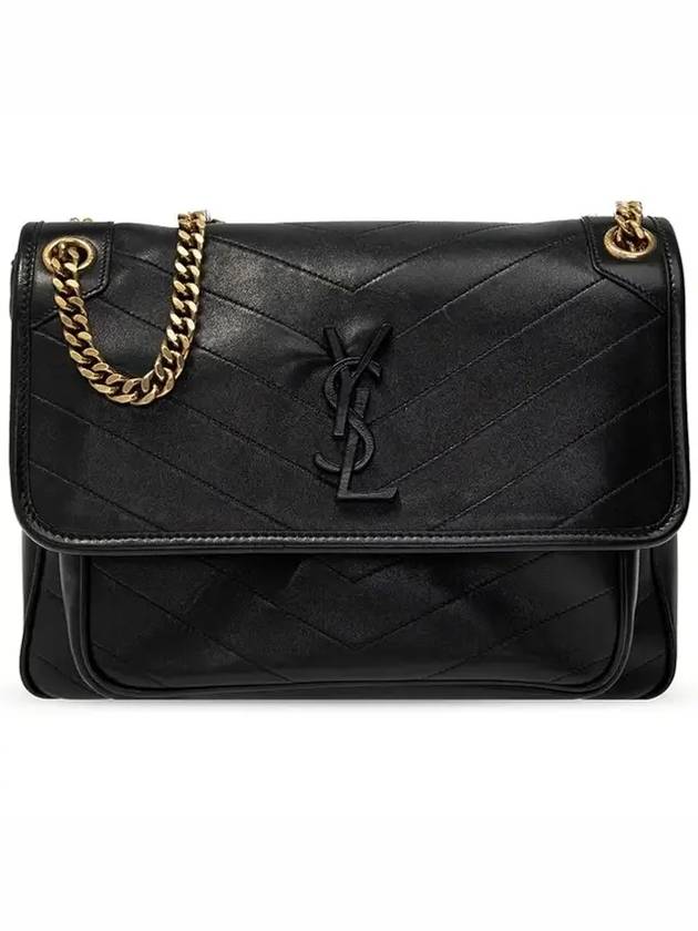 Nikki Medium Leather Shoulder Bag Black - SAINT LAURENT - BALAAN 2